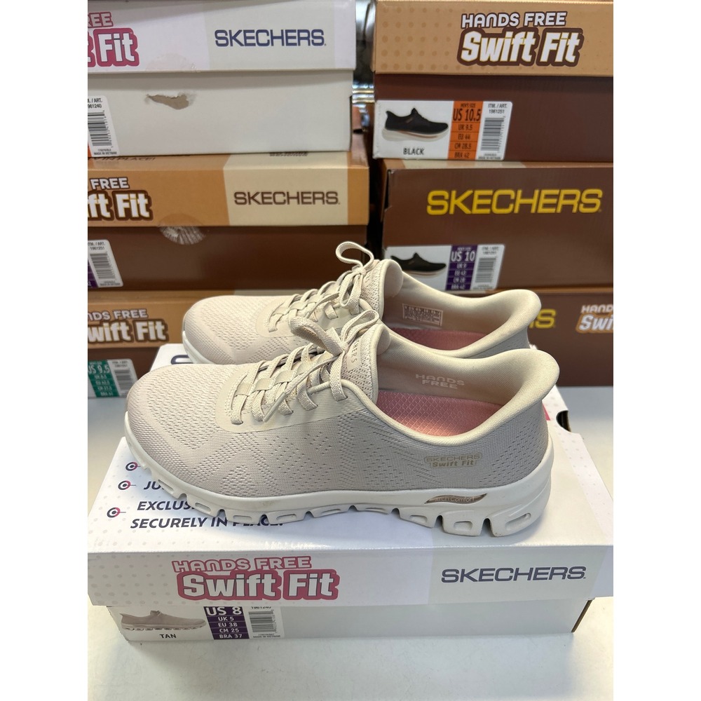 Skechers Hands Free Swift Fit Sneakers Women Size 8 Tan Shoes 179276 0616
